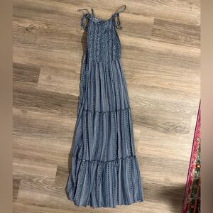 Blue Patterned Maxi Dress